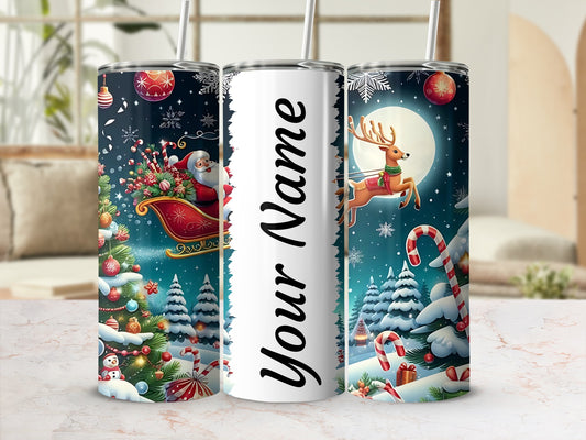 Personalized Christmas Santa Claus Reindeer Tumbler