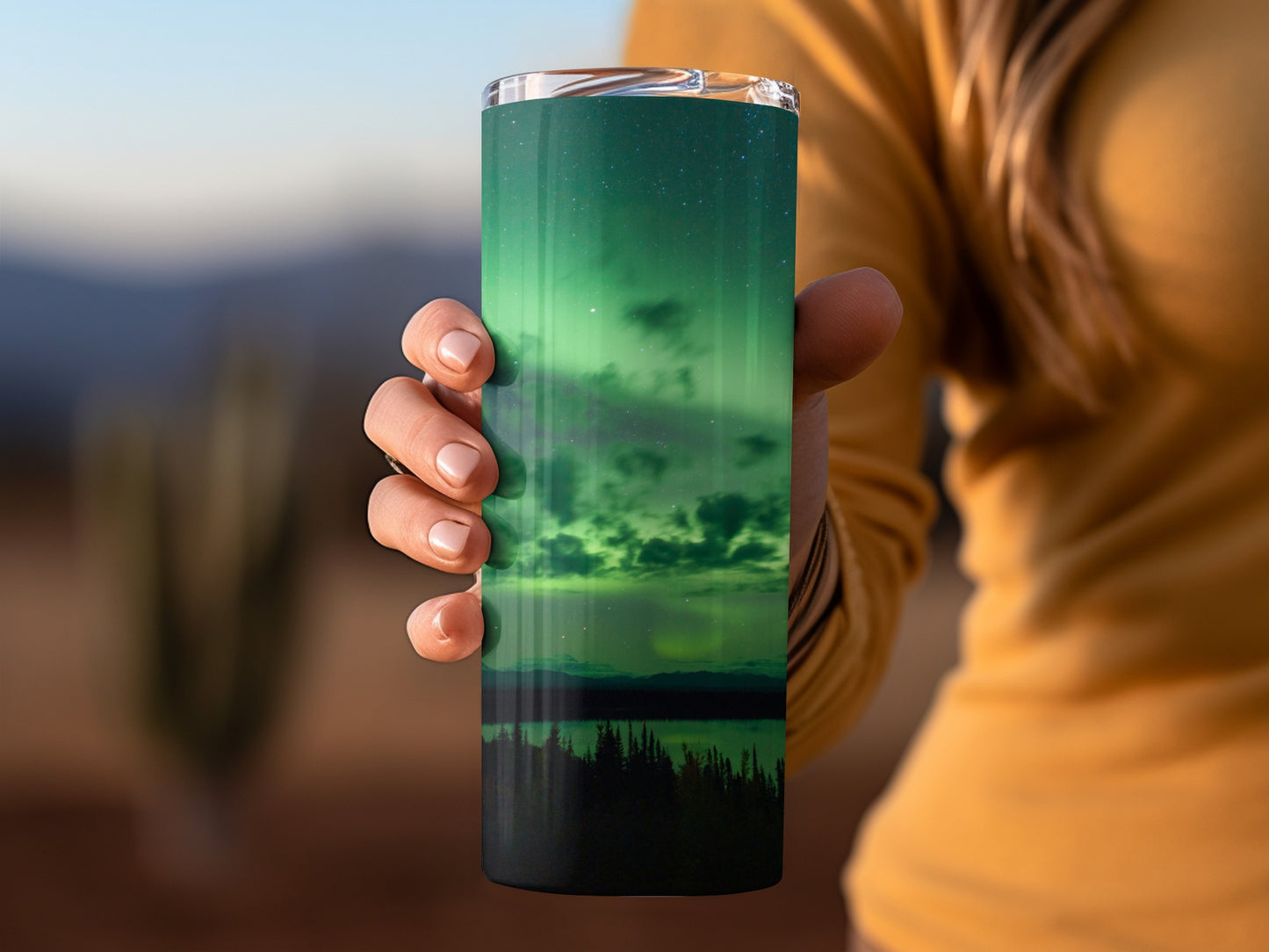 Northern Lights Landscape Travel Mug for Hot Beverages