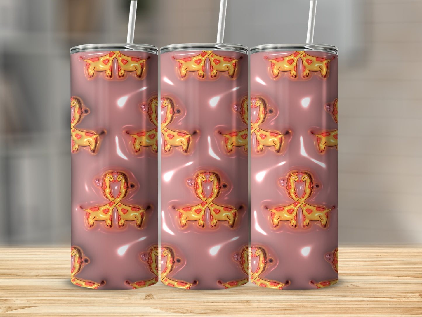 Cute Long-eared Dog Pattern Pink Tumbler