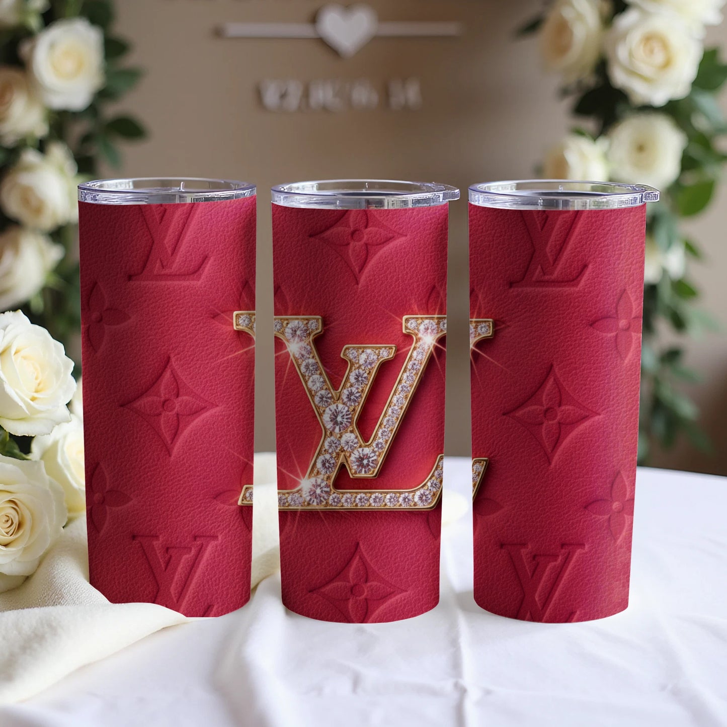 Luxurious Red Design Tumblers with Embossed Pattern