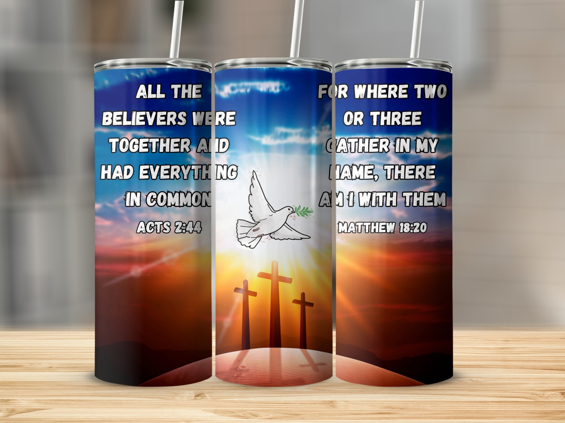 Inspirational Scripture and Crosses Tumbler Flask