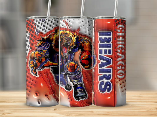 Chicago Bears Football Raging Bear Illustration Tumblers