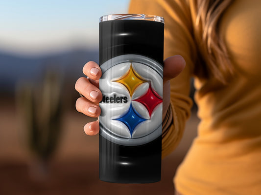 Steelers Logo Image Black Background With Symbols Tumblers