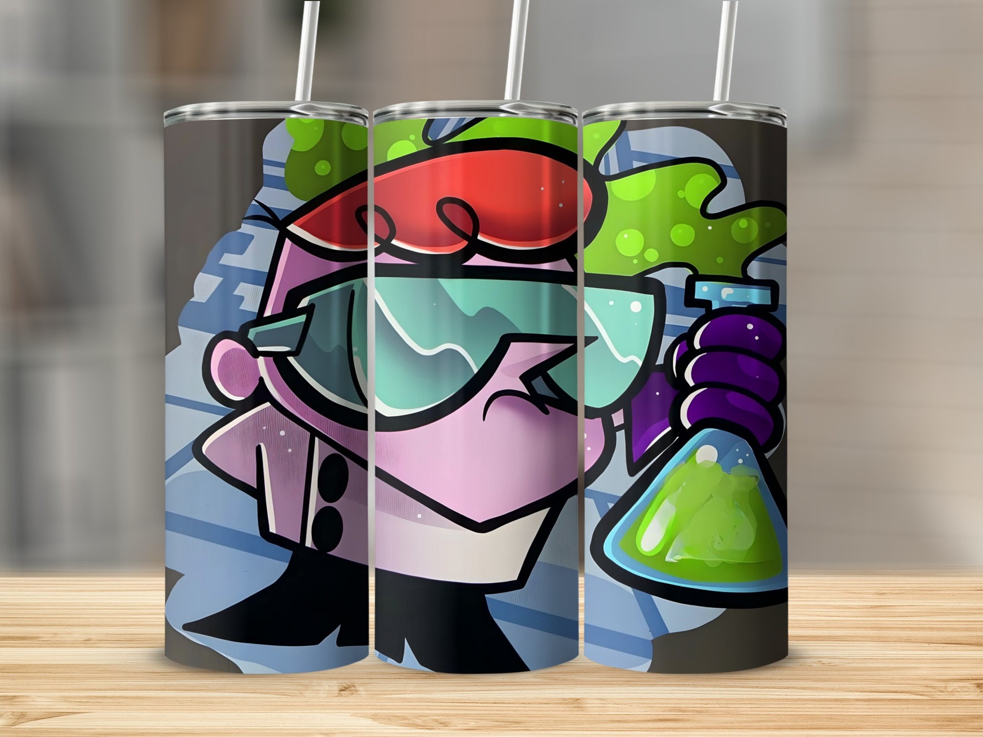 Cartoon Chemist with Beaker 3-Piece Drinkware Set