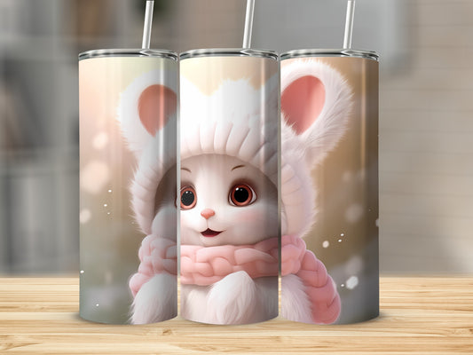 Cute Winter Animal Themed Tumbler with Straw