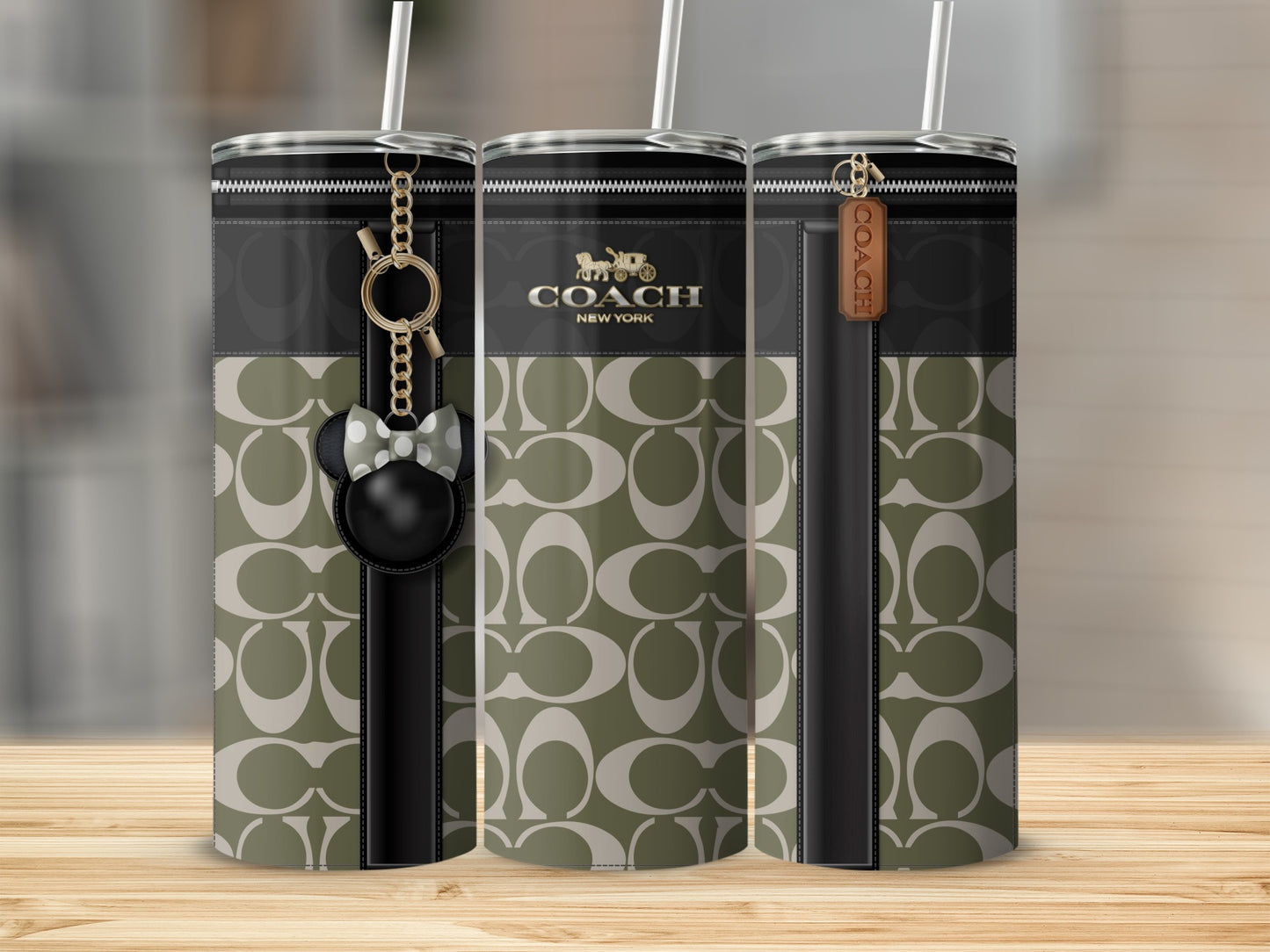 Stylish Designer Branded Tumbler with Keychain Accessory