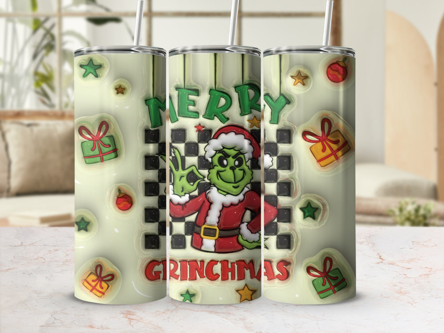 Merry Grinchmas Christmas Gift Pattern Tumbler