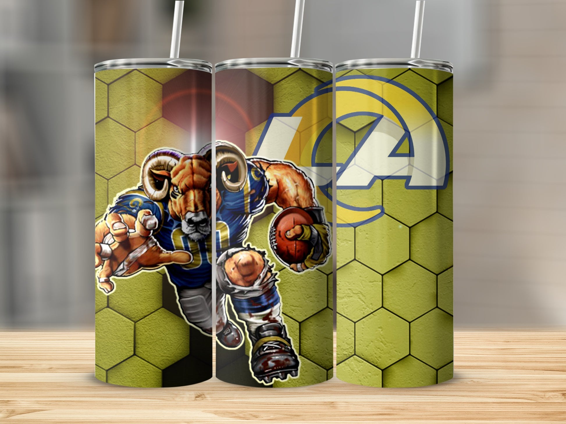 Fierce Ram Football Graphic Tumbler with Straw