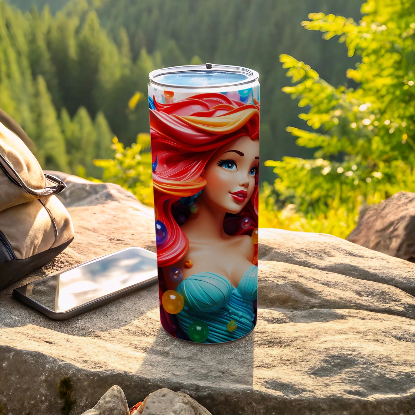 Vibrant Colorful Design Tumbler Featuring Mermaid Artwork