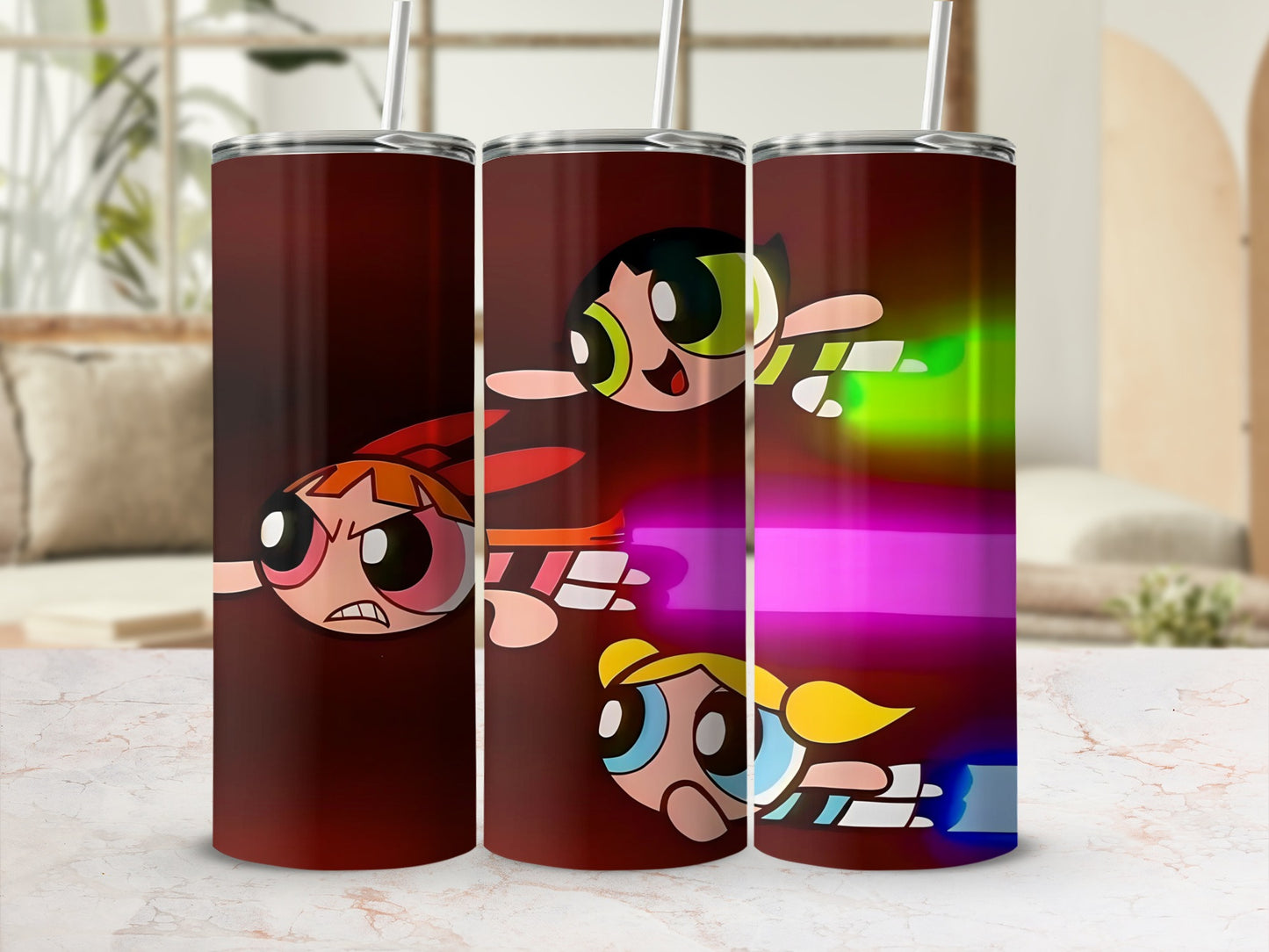 Cartoon Superhero Girls Tumbler Set Insulated Drinkware