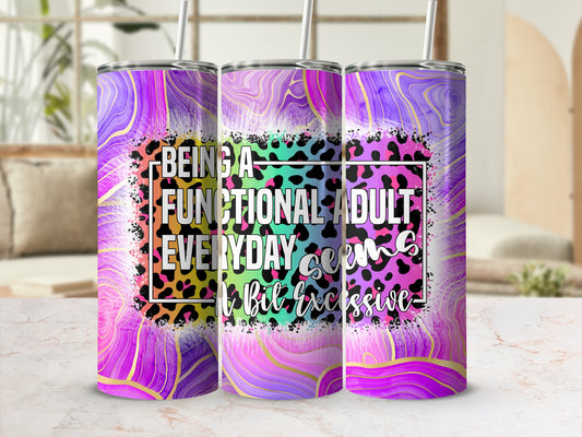 Functional Adult Everyday Seems Bit Excessive product type
Tumbler, Quote Tumbler, Funny Tumbler, Sarcasm Gift, Adult Humor, Functional Adult, Everyday Excessive, Purple Gradient, Pink Swirl, Gold Marble, Leopard Spots, Animal Print, Vibrant Colors, Unique Design, Drink Container, Beverage Tumbler, Gift For Her, Trendy Tumbler, Aesthetic Drinkware, Pop Art Style