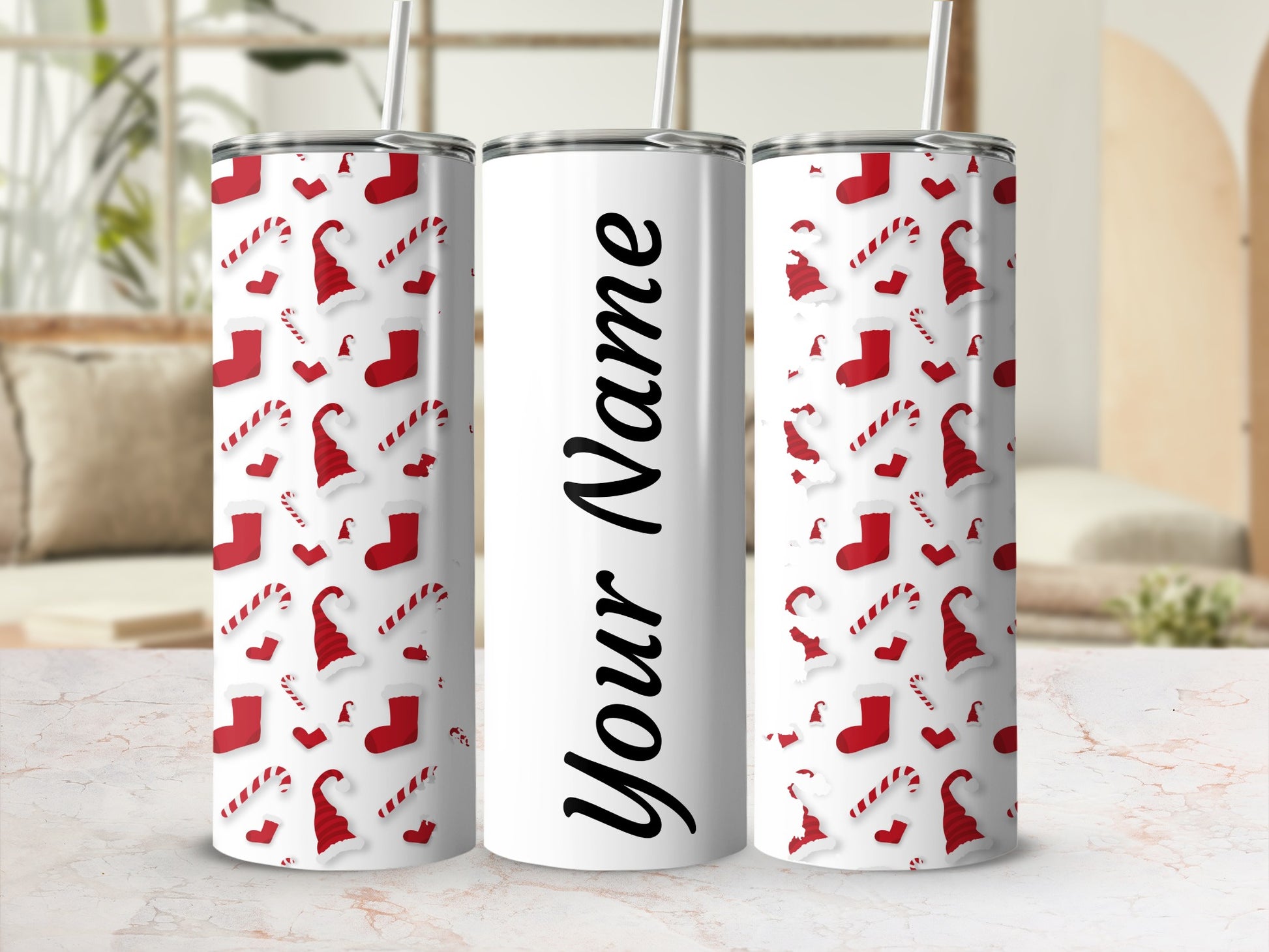 Personalized Christmas Theme Pattern Tumbler