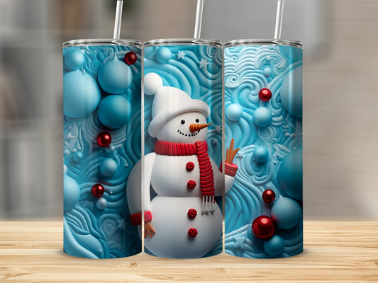 Festive Snowman and Ornament Themed Tumbler