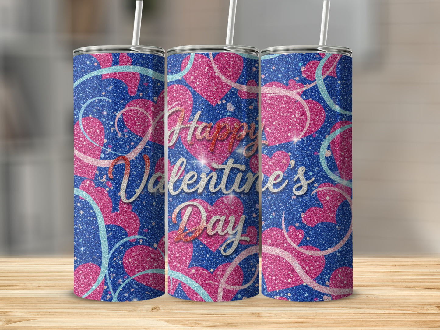 Sparkling Happy Valentine's Day Tumbler Cup