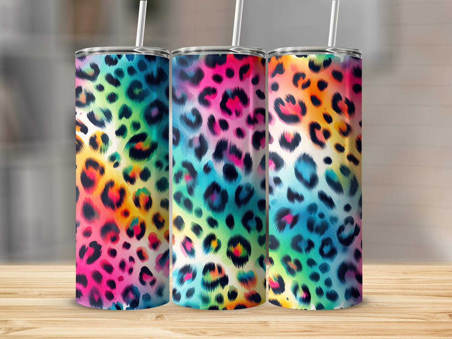 Colorful Leopard Print Skinny Tumbler Cup Product