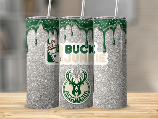Sparkly Milwaukee Bucks Buck Junkie Drinkware Tumbler