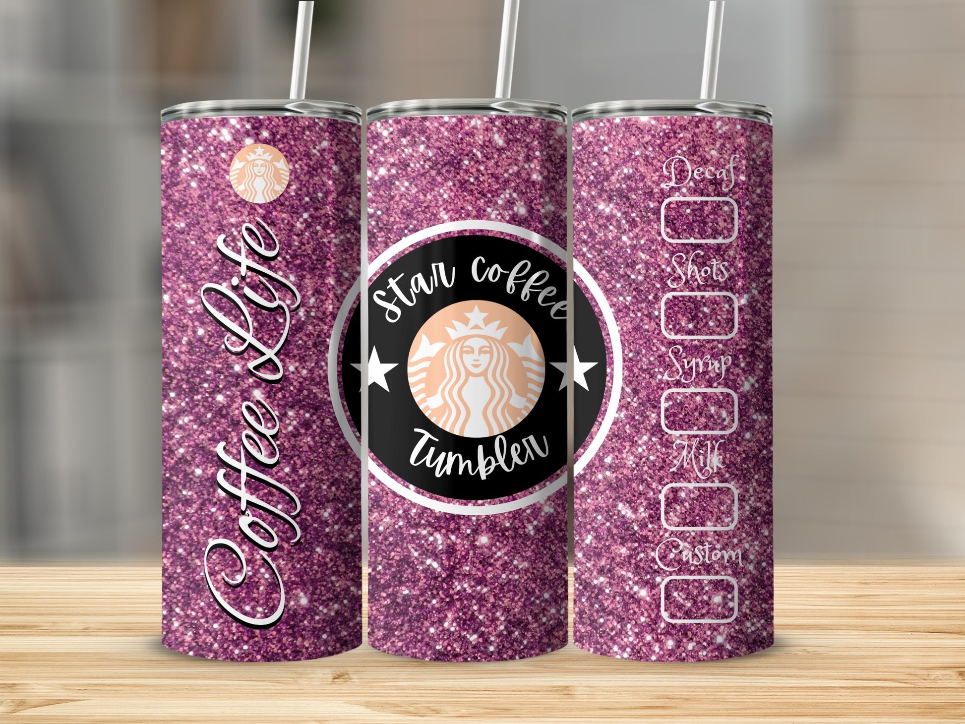 Sparkling Star Coffee Life Glitter Tumbler