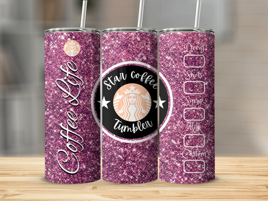 Sparkling Star Coffee Life Glitter Tumbler