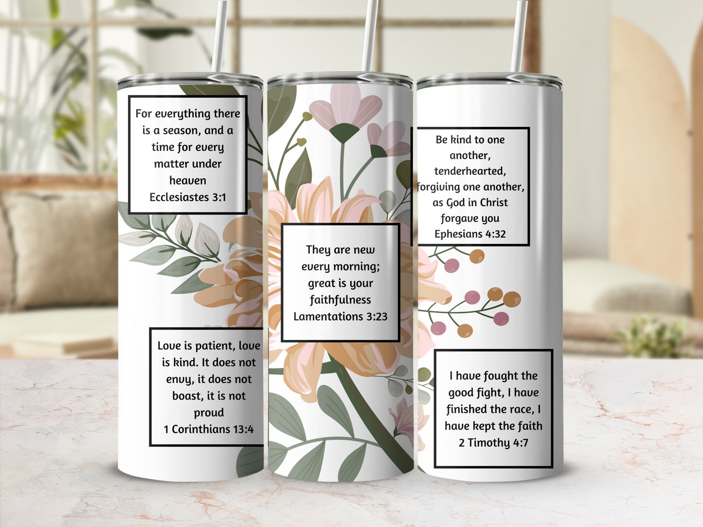 Inspirational Floral Themed Tumbler Collection