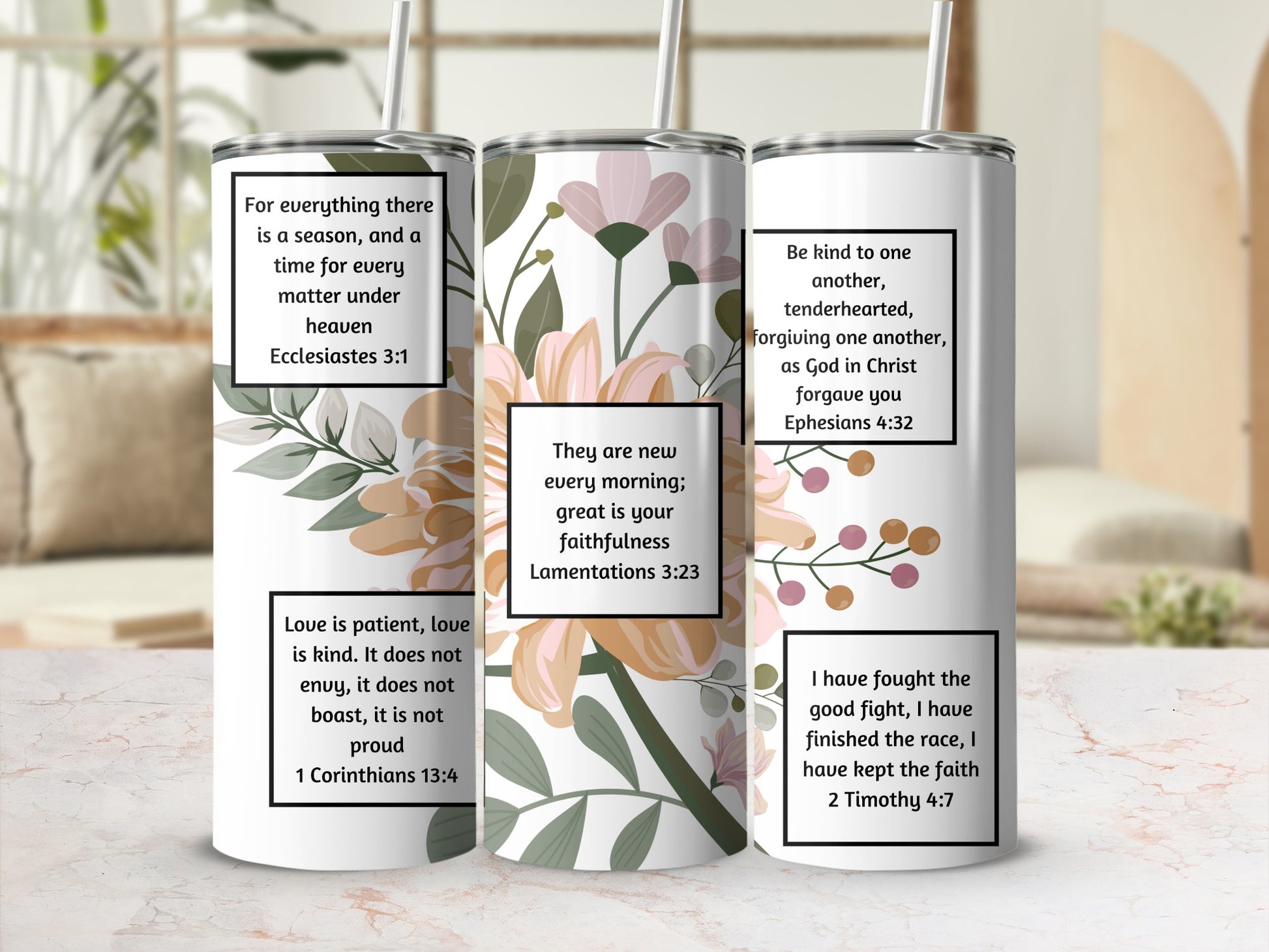 Inspirational Floral Themed Tumbler Collection