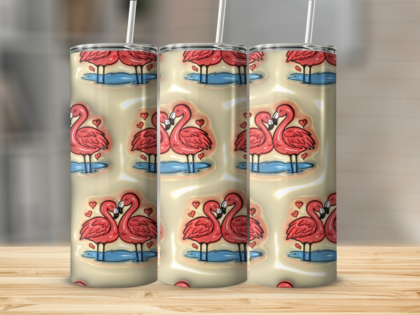 Cute Flamingo Couple Design Stainless Steel Tumbler