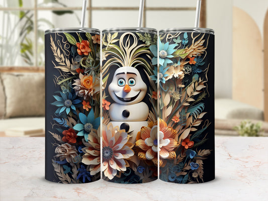 Floral and Snowman Art Insulated Tumbler Product
