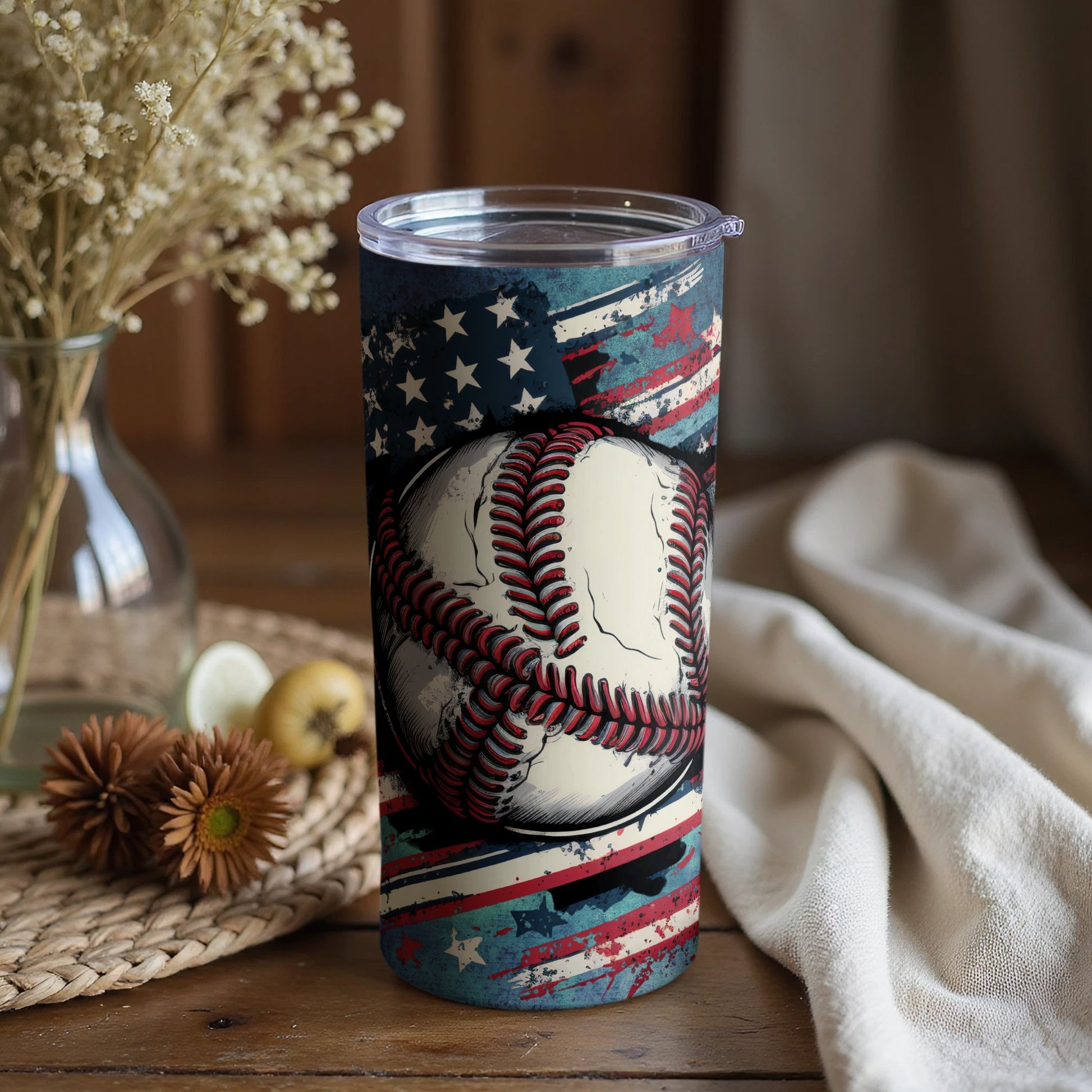 Vintage American Baseball Themed Tumbler Cup