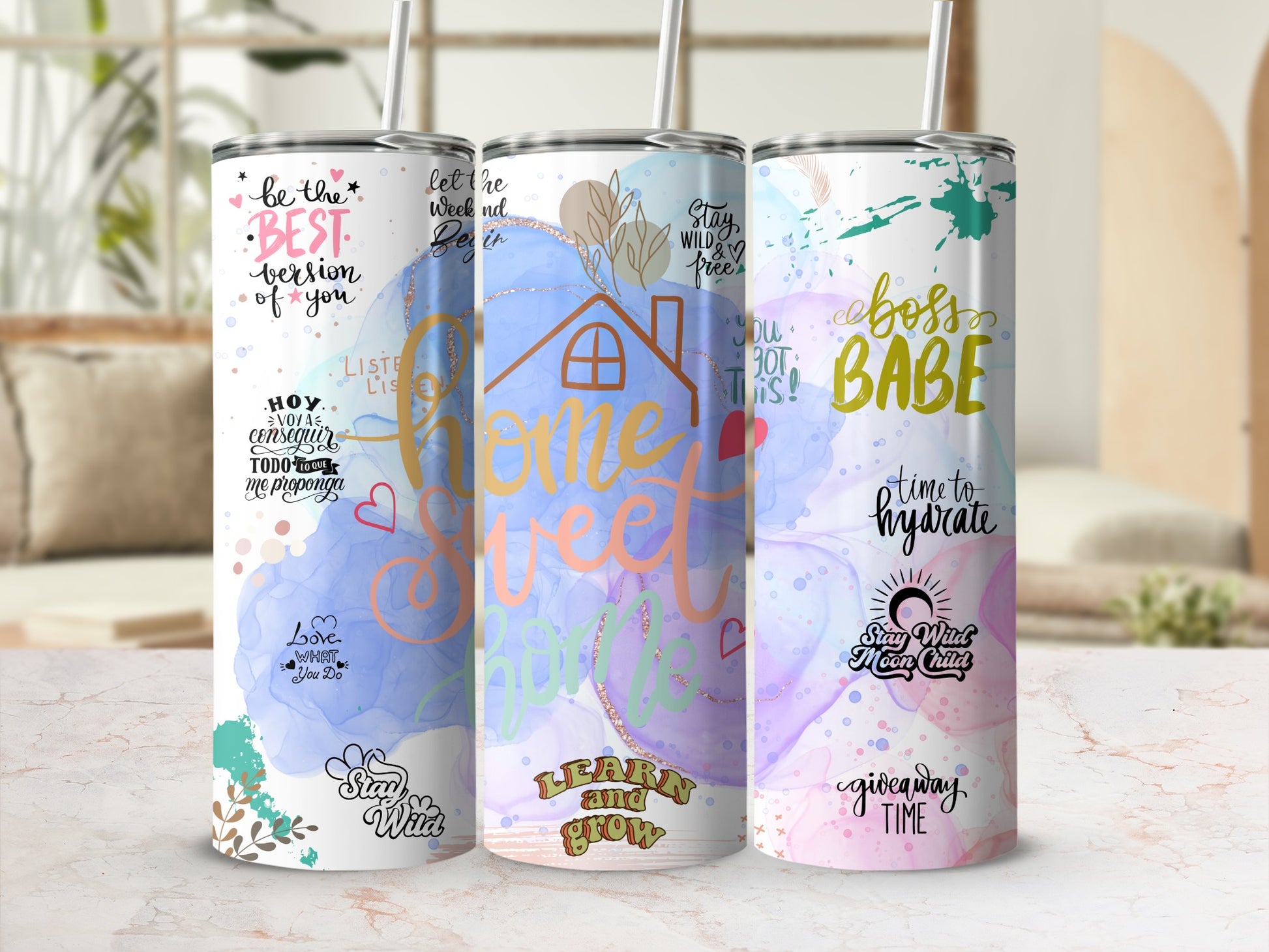 Inspirational and Motivational Quote Tumblers Set for Hydration