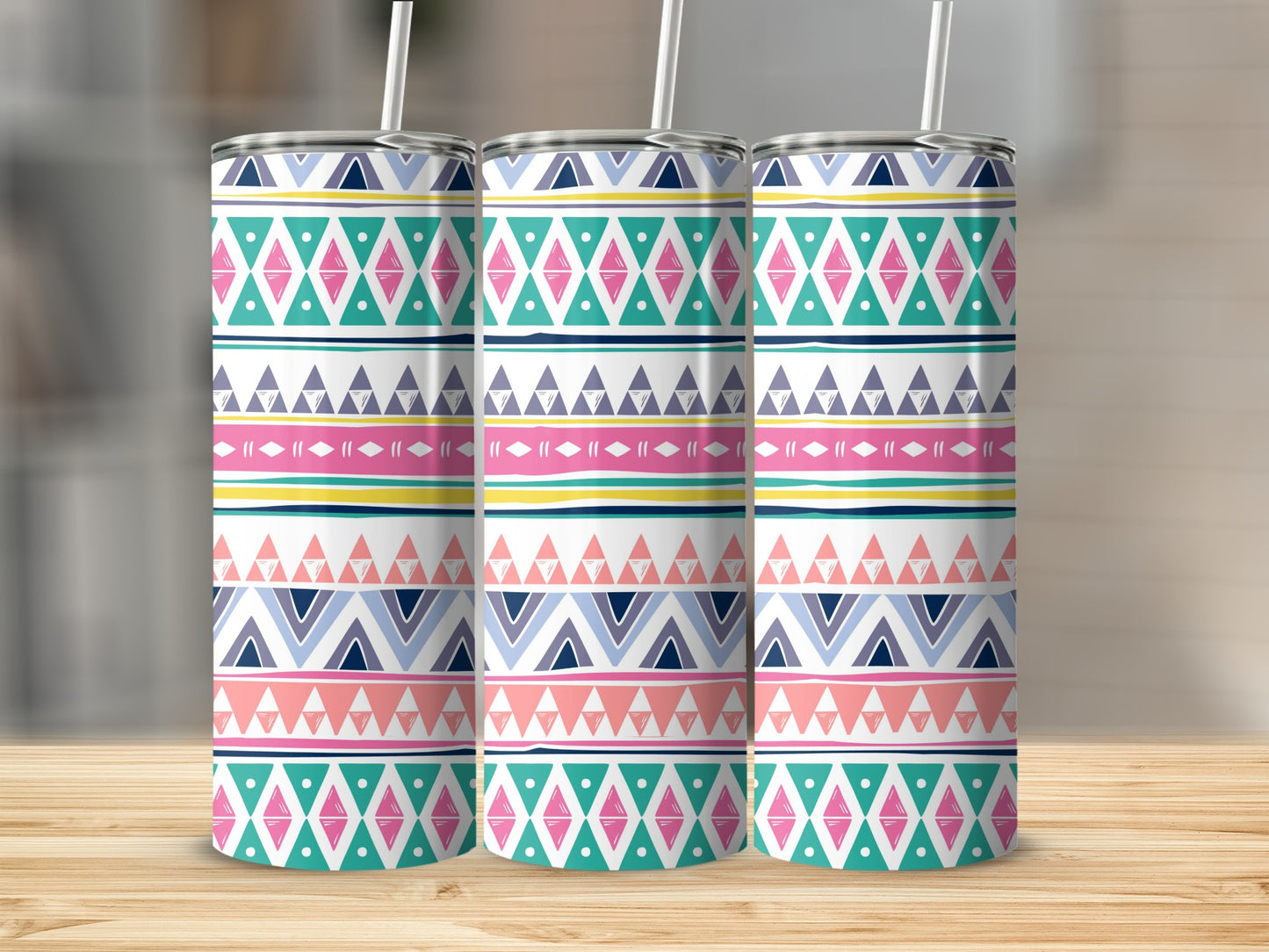 Colorful Geometric Pattern Tumbler for Stylish Drinks