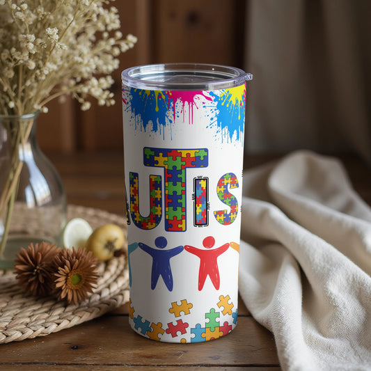 Autism Awareness Colorful Puzzle Travel Tumbler