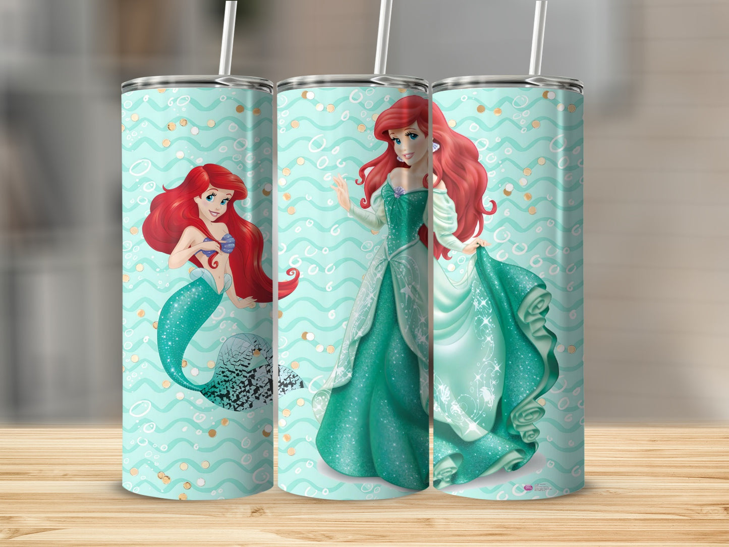 Ariel Mermaid and Princess Tumbler with Straw