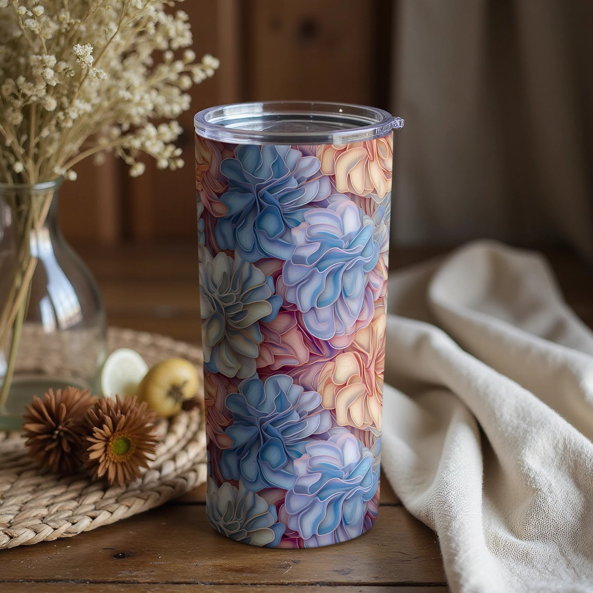 Floral Patterned Insulated Tumbler for Beverages