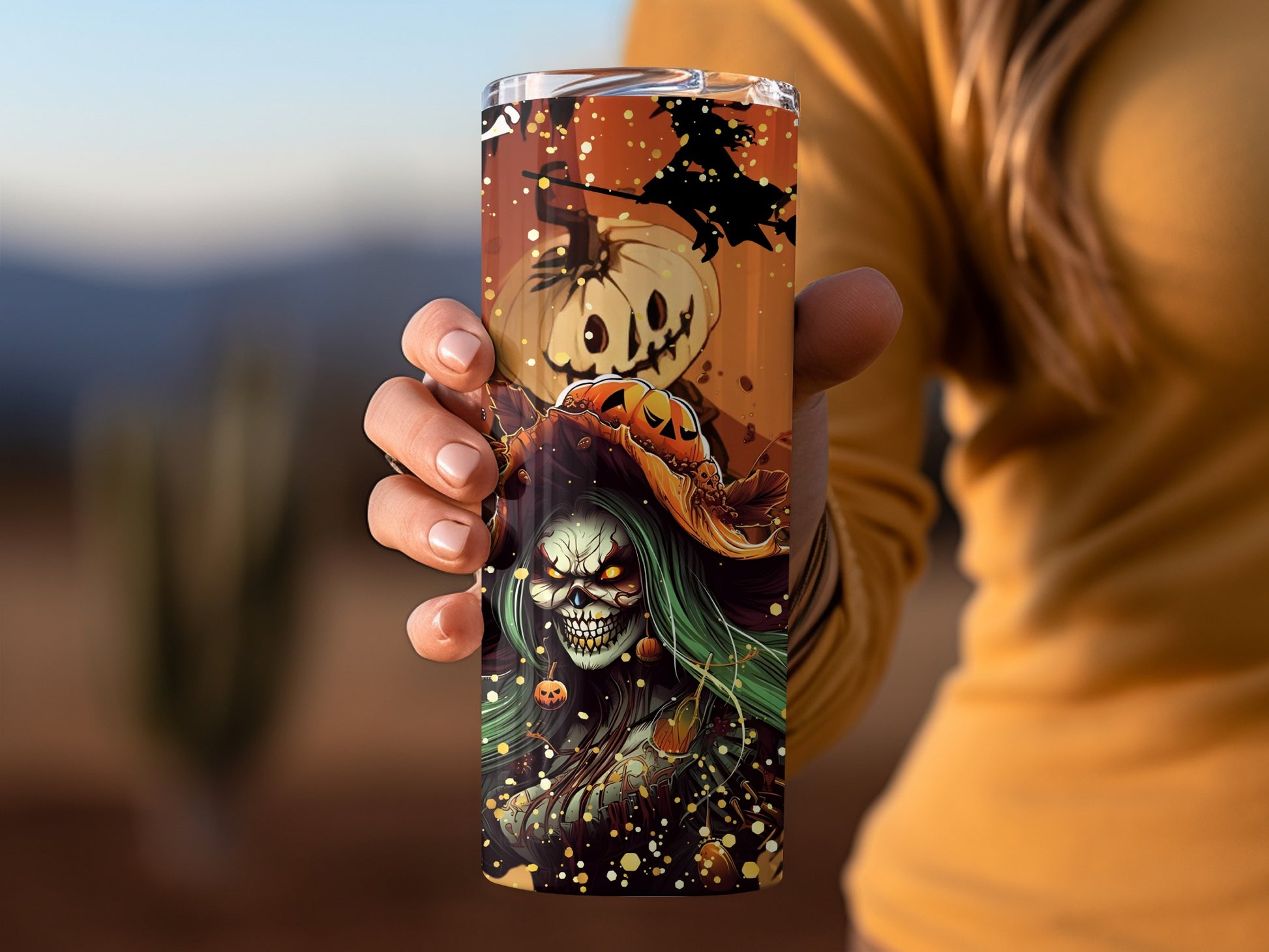Halloween Themed Scary Pumpkin Witch Tumbler