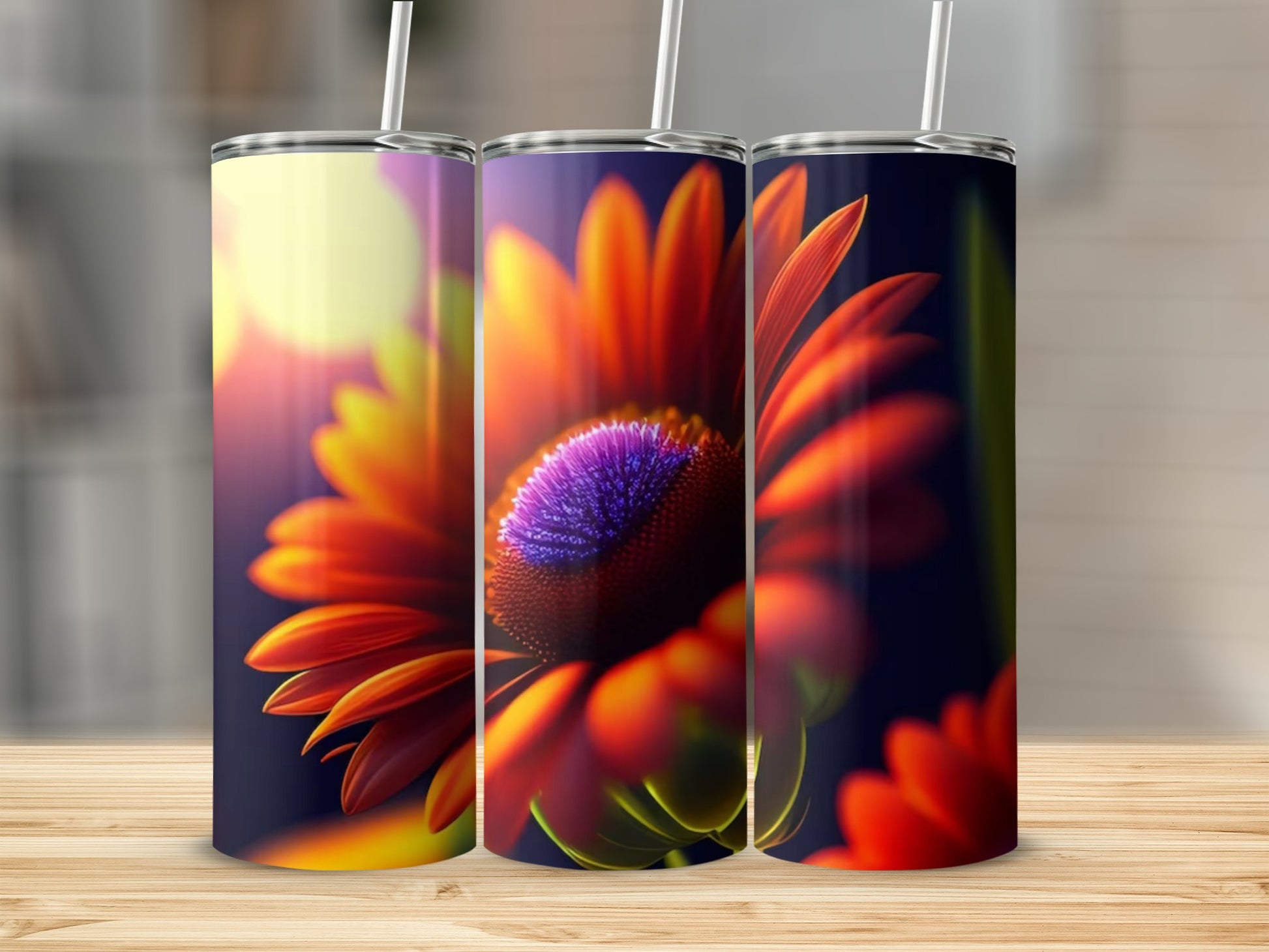 Radiant Floral Design Tumbler with Vibrant Colors