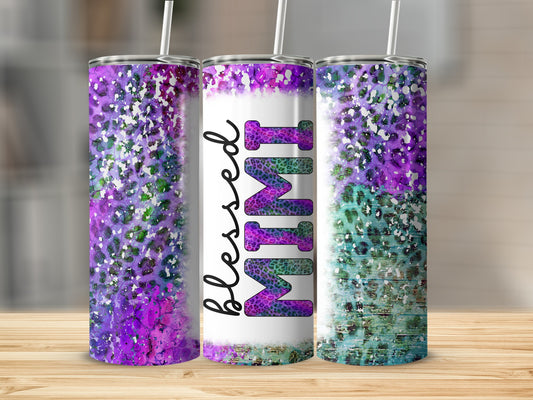 Blessed MIMI Purple Green Leopard Abstract Tumbler product type