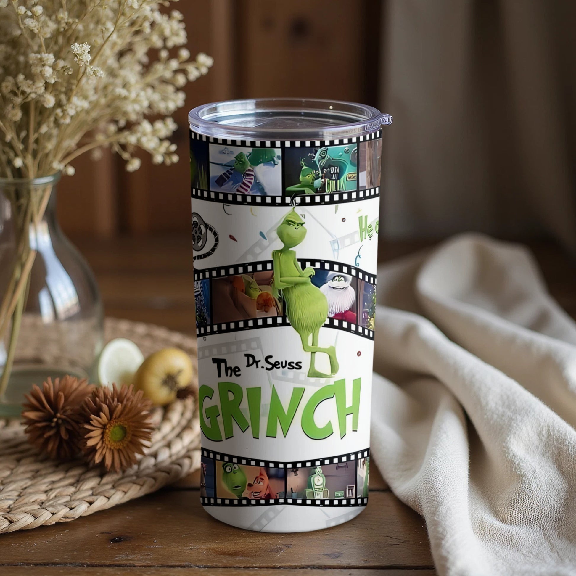 The Dr Seuss Grinch Film Strip Collage Tumbler product