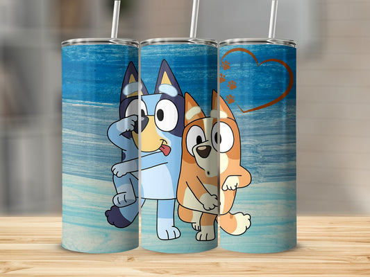 Funny Bluey and Bingo Cute Dog Friends Design Tumblers