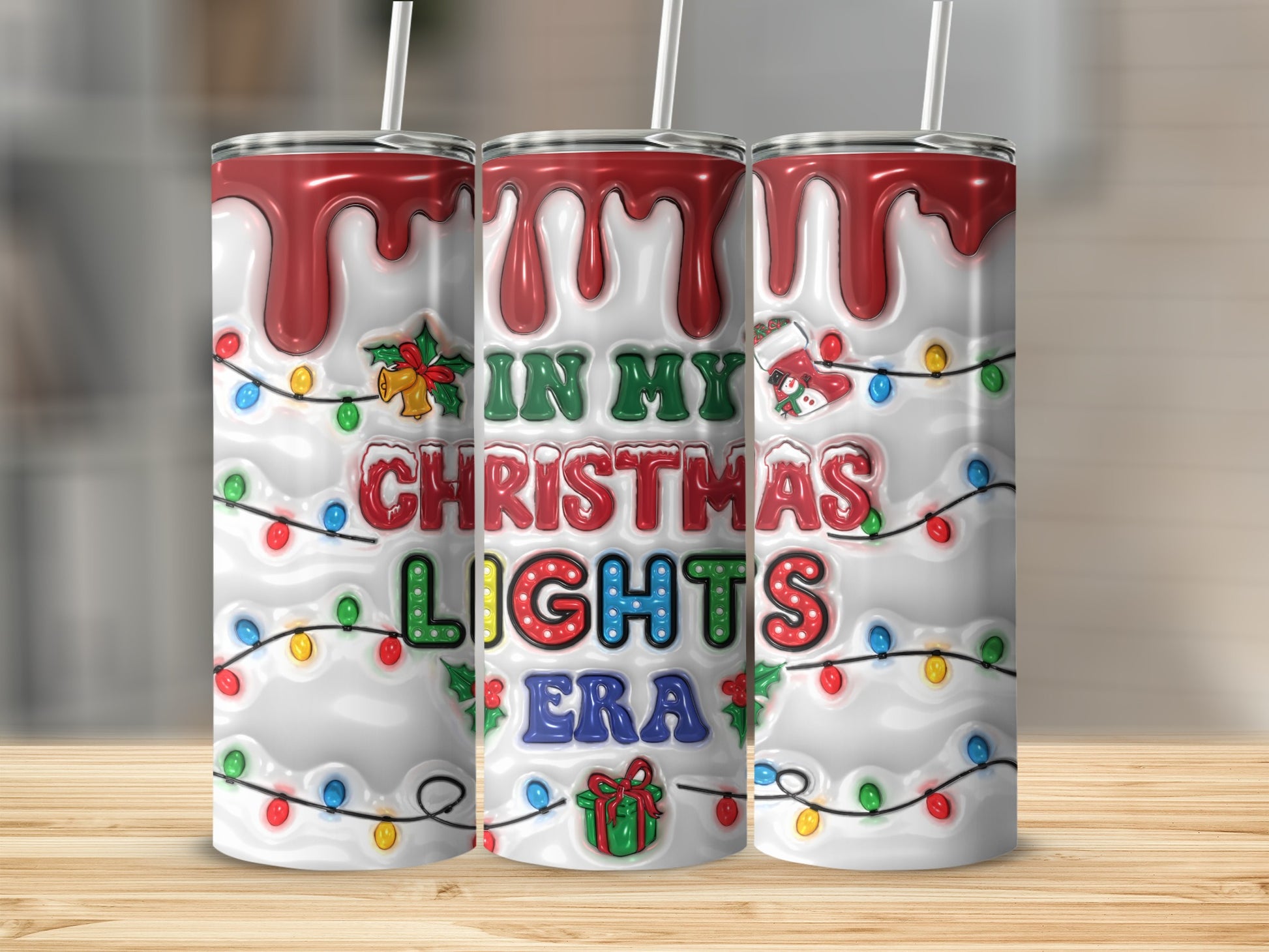 Festive In My Christmas Lights Era tumbler
