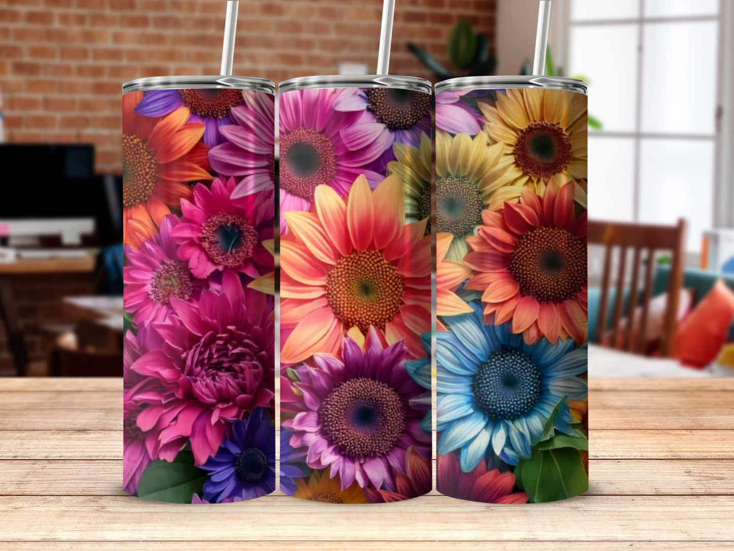 Vibrant Floral Patterned Tumblers for Colorful Drinkware
