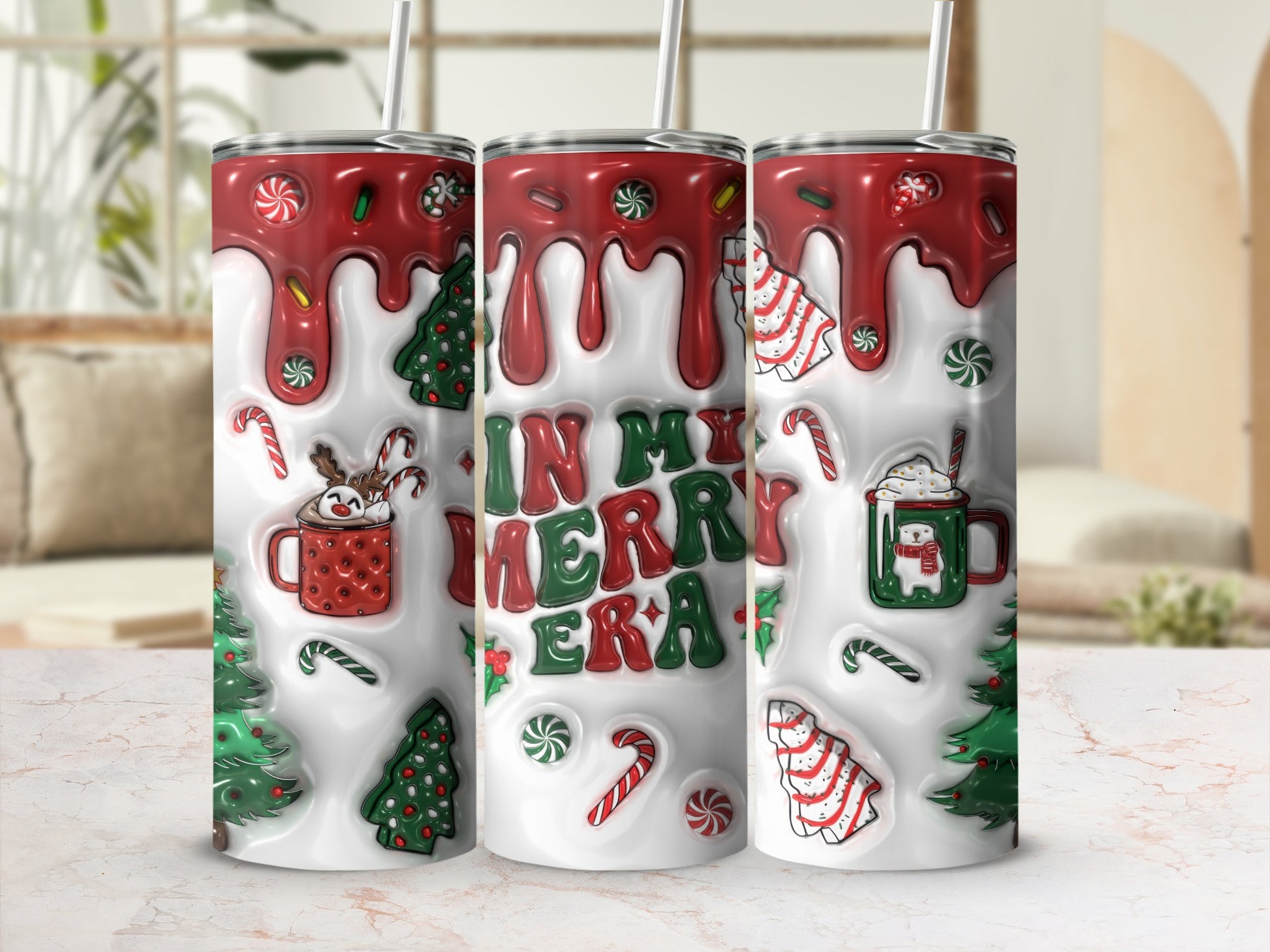 In My Merry Era Christmas Holiday Themed Tumbler