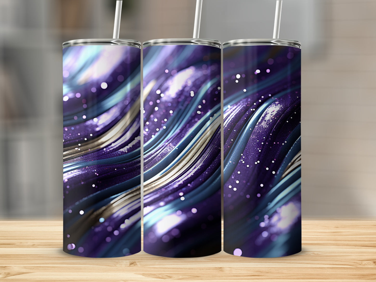 Shimmering purple blue cosmic sparkle abstract waves product type