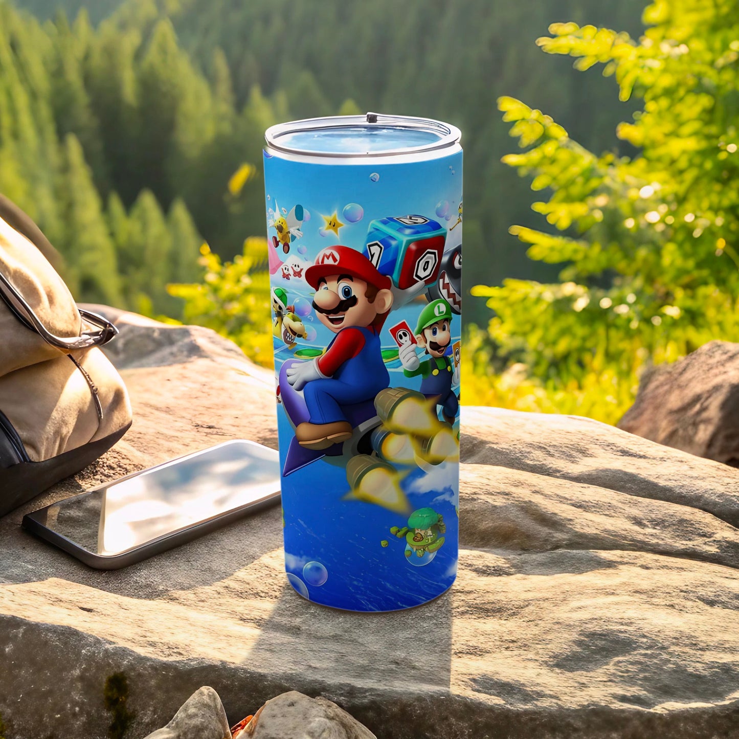 Colorful Mario and Luigi Design Travel Tumbler