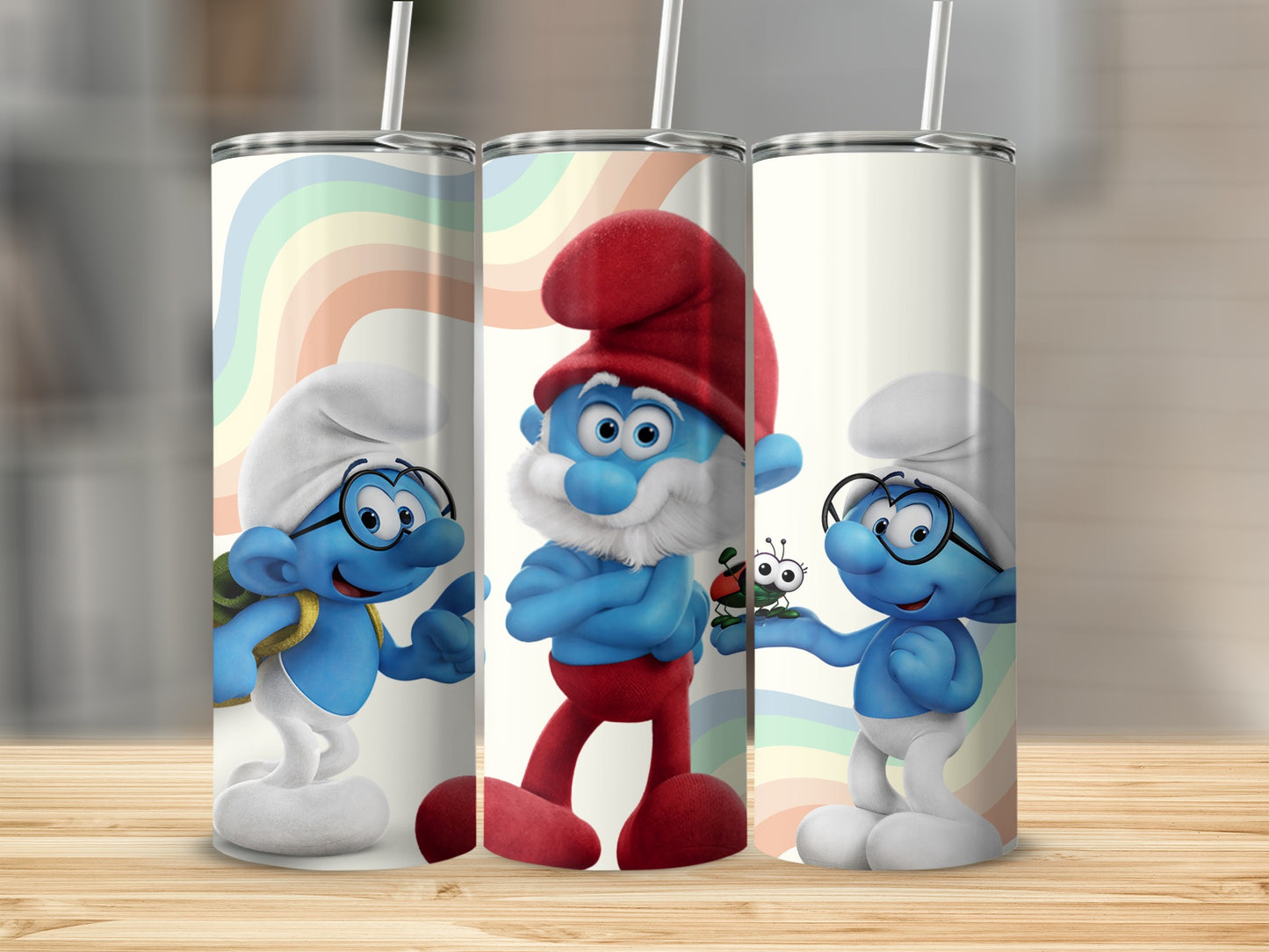 Colorful Smurfs Character Design Tumbler Cup