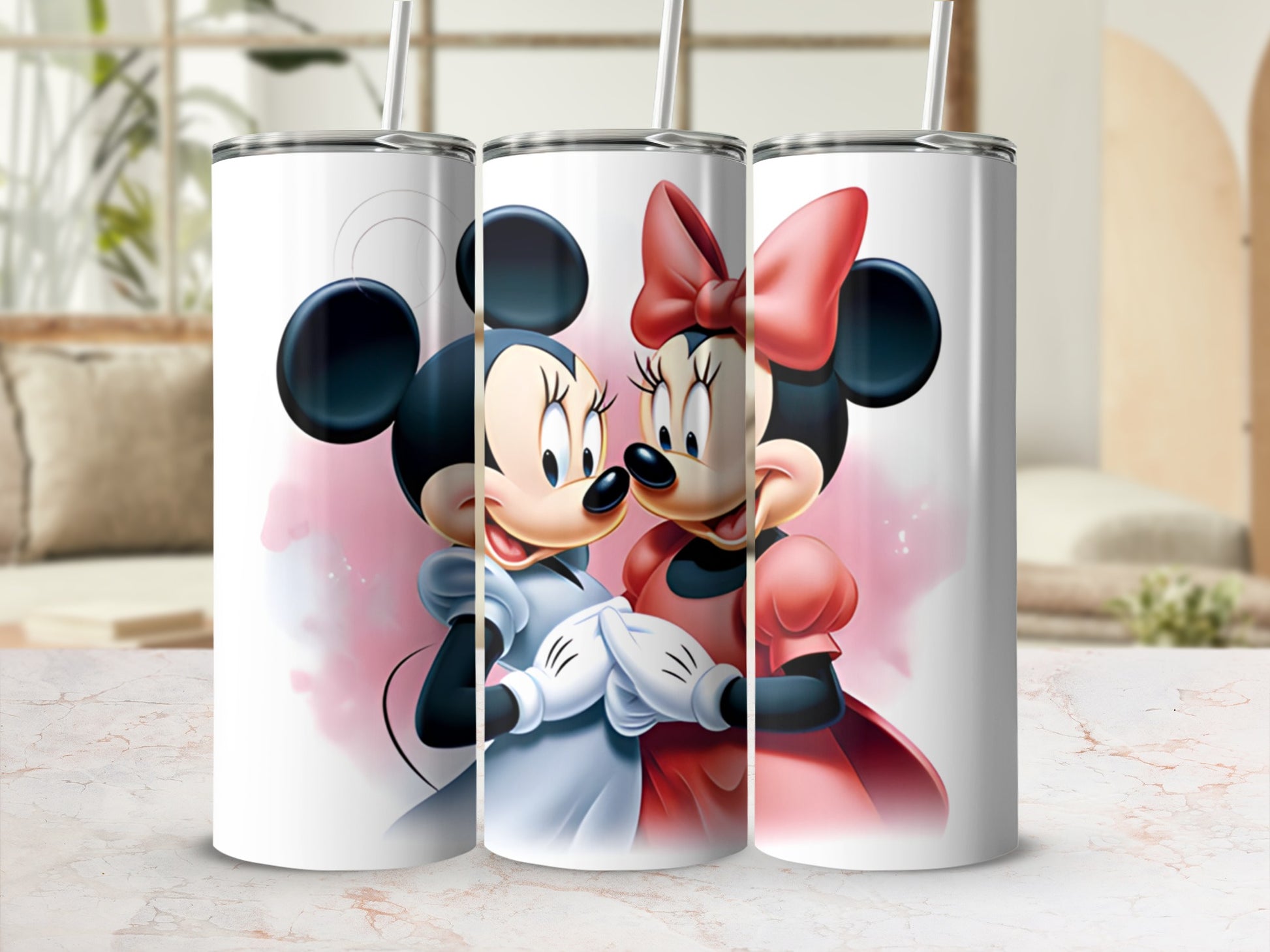 Adorable Minnie Mouse and Mickey Mouse Tumbler Cups