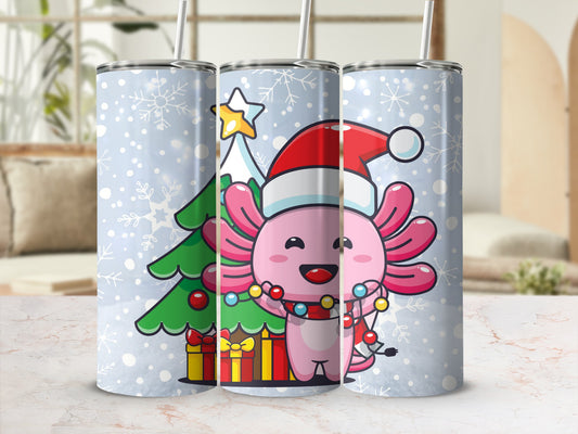 Cute Axolotl Christmas Design with Tree Tumbler