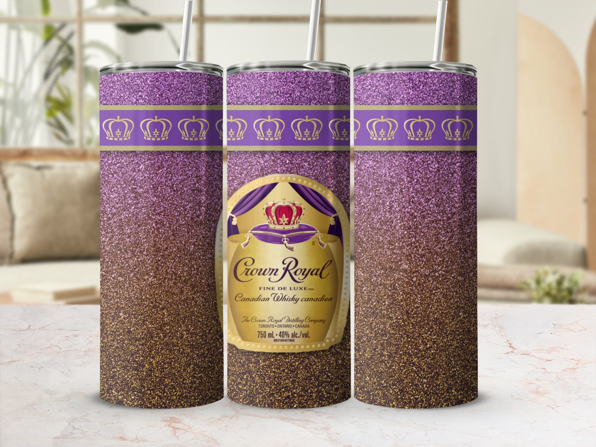 Crown Royal Canadian Whisky Purple Gold Glitter Tumbler product type