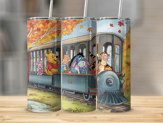 Winnie Pooh and Friends Train Ride Illustration Tumblers
