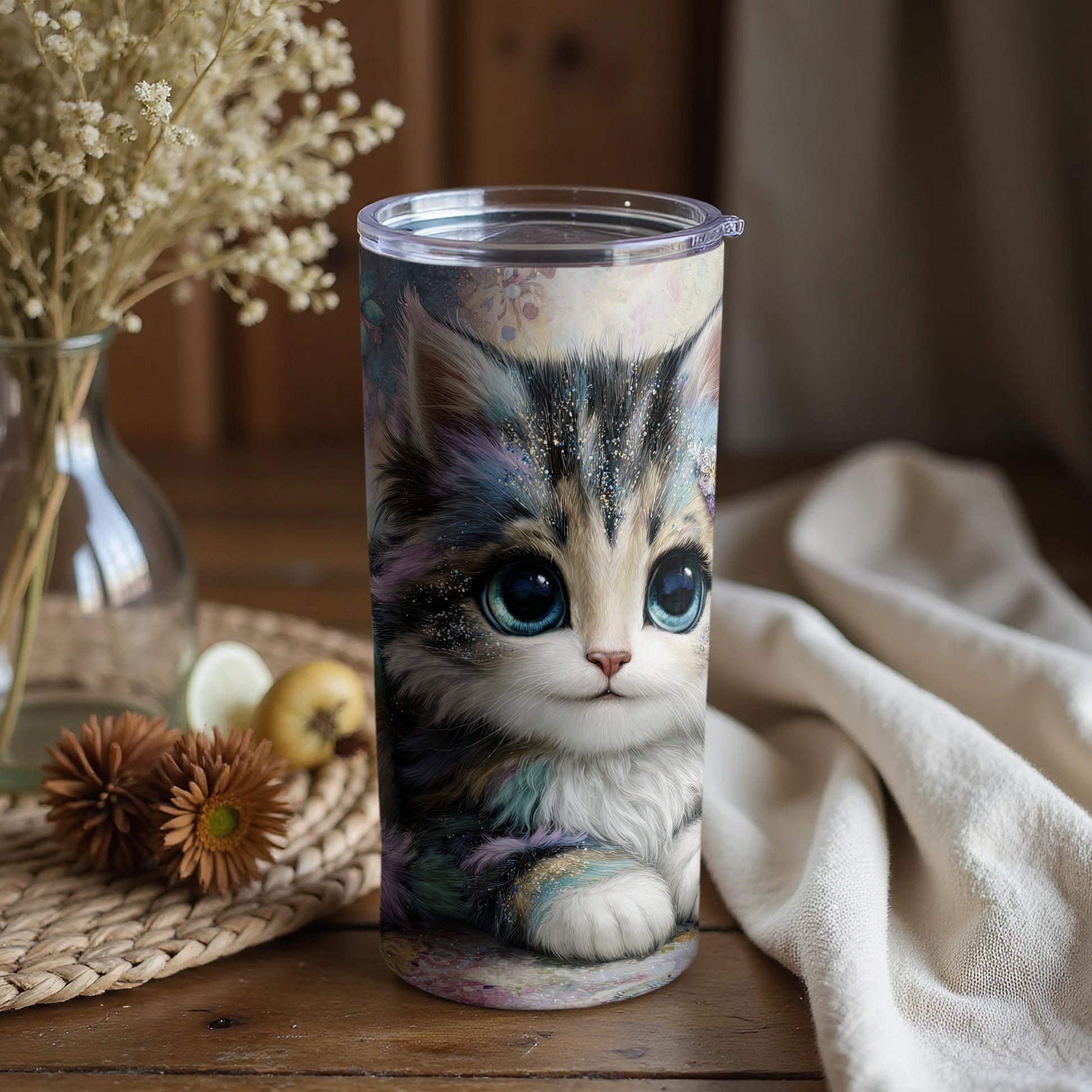 Adorable Cat Illustration Insulated Tumbler