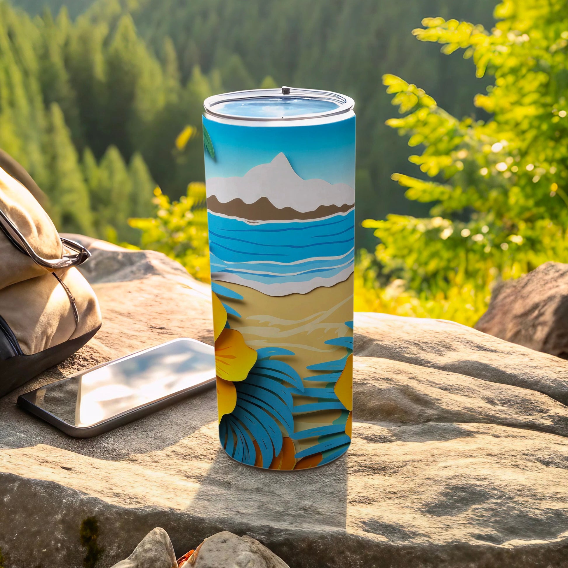 Scenic Beach Coastline Design Travel Tumbler