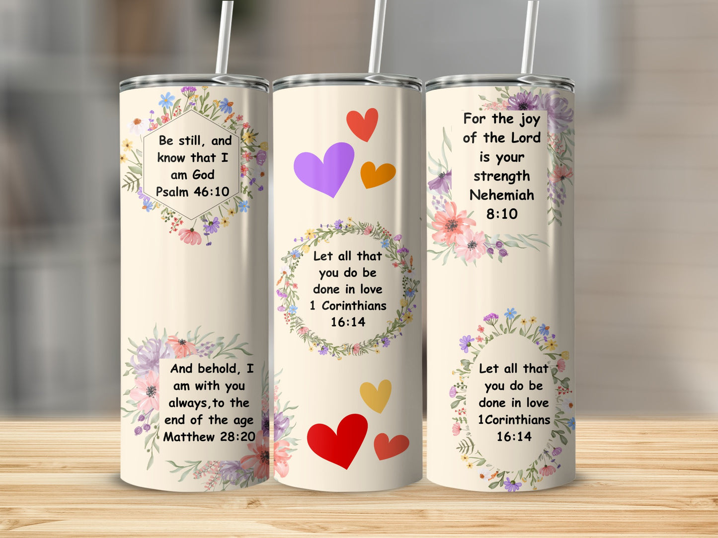 Inspirational Quotes Tumbler with Floral Design